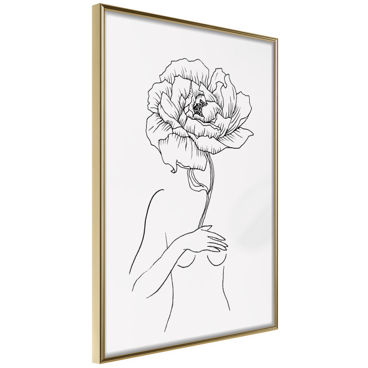 Wall Poster Sensual Blossom - line art of a woman and flowers with a flower on a light background 130825 additionalImage 12