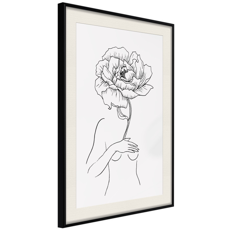 Wall Poster Sensual Blossom - line art of a woman and flowers with a flower on a light background 130825 additionalImage 2
