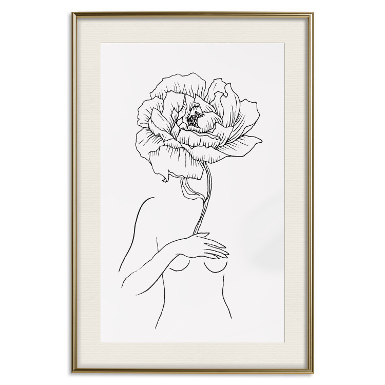 Wall Poster Sensual Blossom - line art of a woman and flowers with a flower on a light background 130825 additionalImage 20