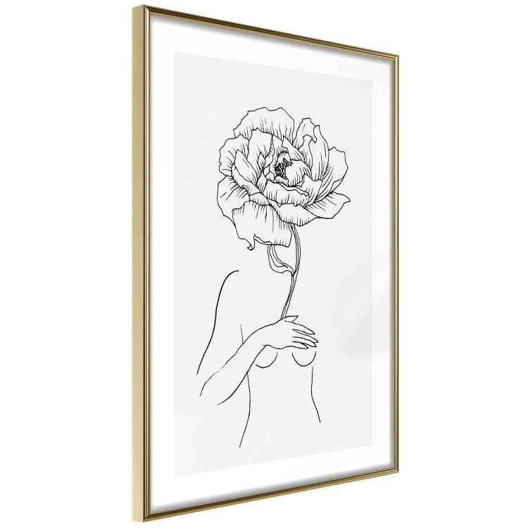 Wall Poster Sensual Blossom - line art of a woman and flowers with a flower on a light background 130825 additionalImage 7