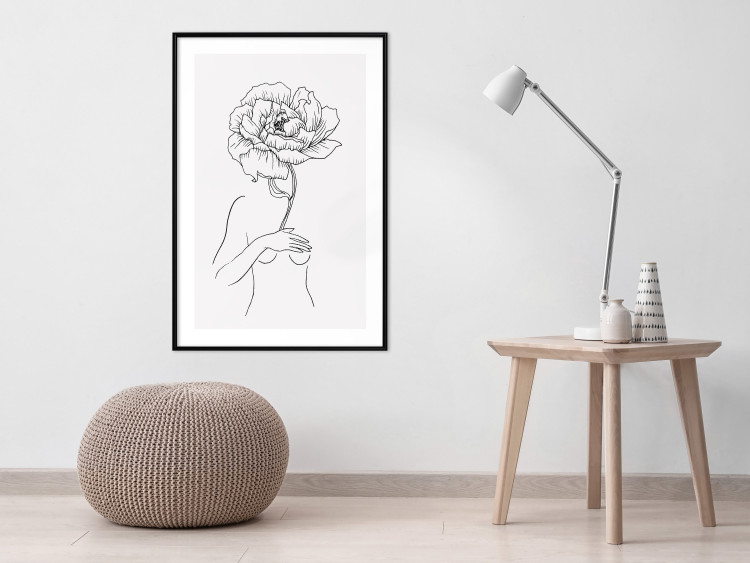 Wall Poster Sensual Blossom - line art of a woman and flowers with a flower on a light background 130825 additionalImage 23