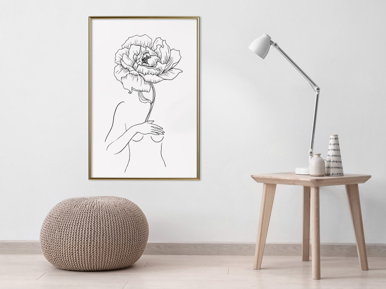 Wall Poster Sensual Blossom - line art of a woman and flowers with a flower on a light background 130825 additionalImage 5