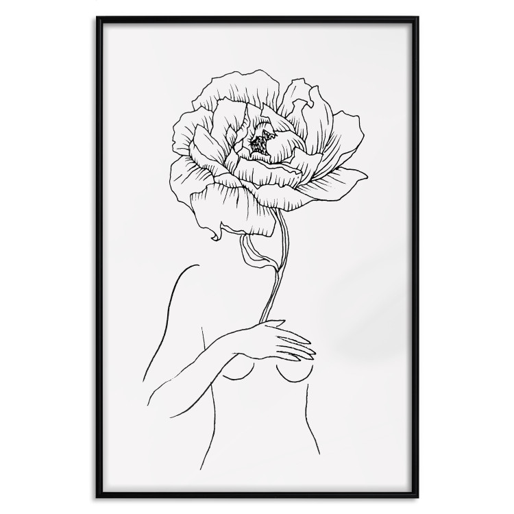 Wall Poster Sensual Blossom - line art of a woman and flowers with a flower on a light background 130825 additionalImage 18