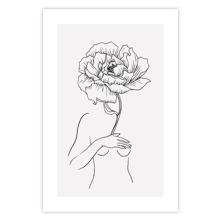 Wall Poster Sensual Blossom - line art of a woman and flowers with a flower on a light background 130825 additionalImage 25