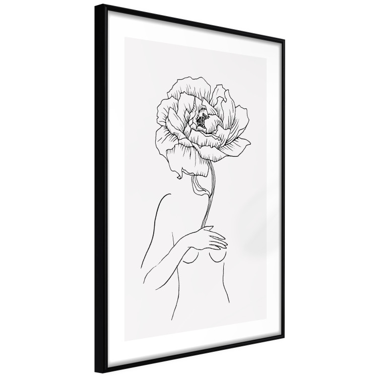 Wall Poster Sensual Blossom - line art of a woman and flowers with a flower on a light background 130825 additionalImage 6