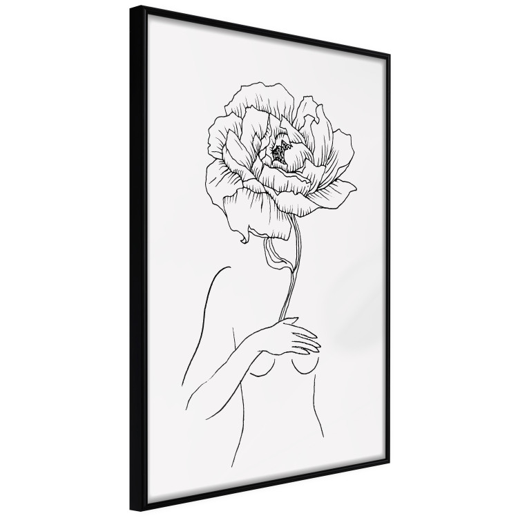 Wall Poster Sensual Blossom - line art of a woman and flowers with a flower on a light background 130825 additionalImage 11