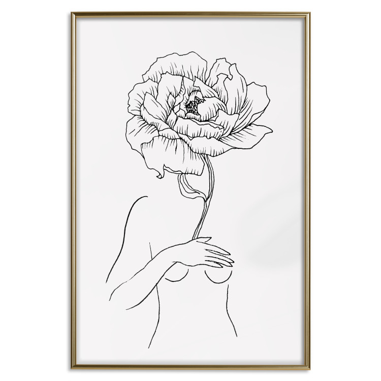 Wall Poster Sensual Blossom - line art of a woman and flowers with a flower on a light background 130825 additionalImage 17