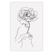 Wall Poster Sensual Blossom - line art of a woman and flowers with a flower on a light background 130825