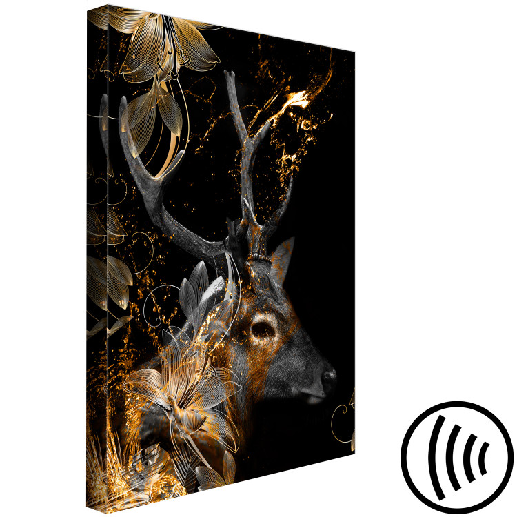 Canvas Holy deer - animal with golden applications on a black background 134625 additionalImage 6