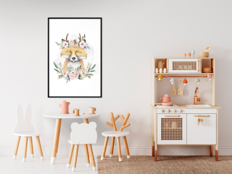 Poster Cleofas the Fox - natural composition of plants and animals on a white background 135725 additionalImage 11