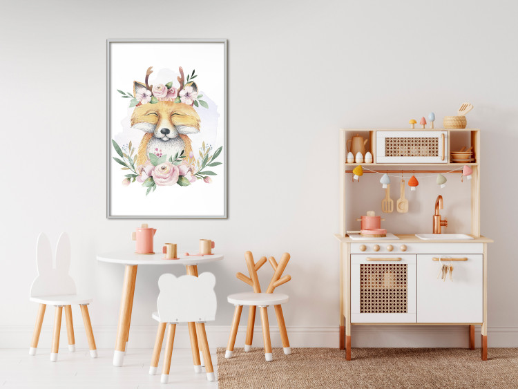 Poster Cleofas the Fox - natural composition of plants and animals on a white background 135725 additionalImage 12