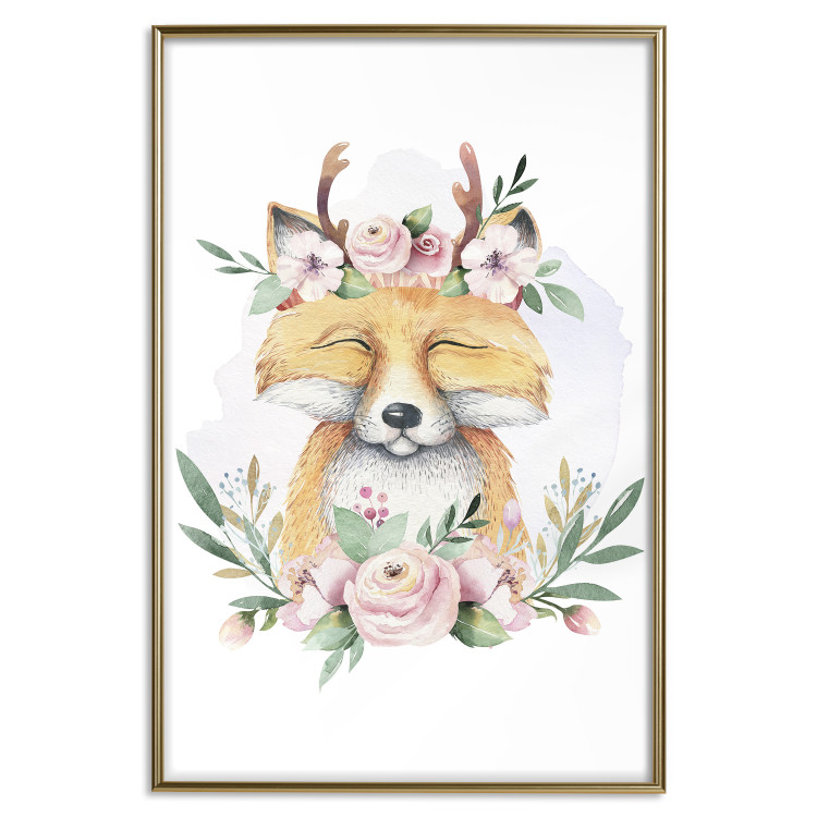 Poster Cleofas the Fox - natural composition of plants and animals on a white background 135725 additionalImage 6