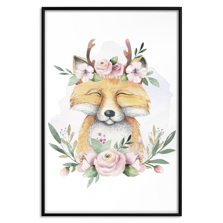 Poster Cleofas the Fox - natural composition of plants and animals on a white background 135725 additionalImage 9