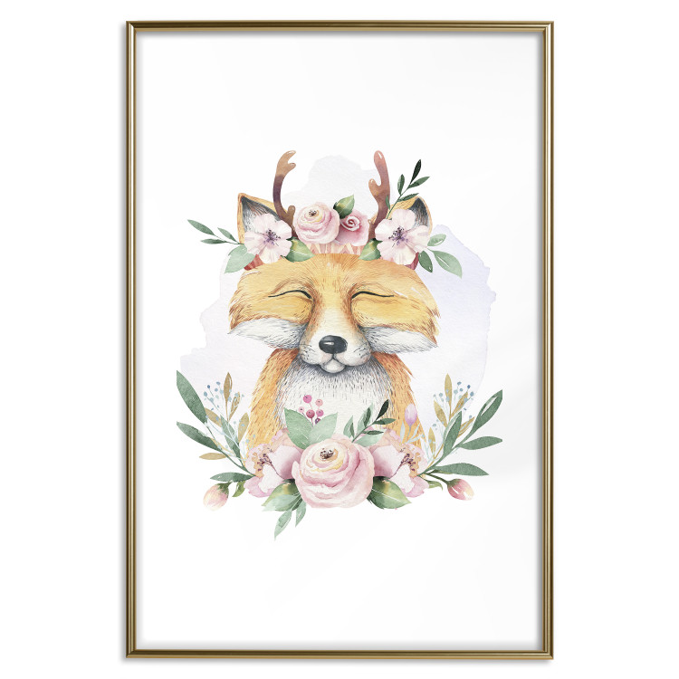 Poster Cleofas the Fox - natural composition of plants and animals on a white background 135725 additionalImage 2