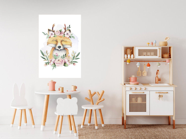 Poster Cleofas the Fox - natural composition of plants and animals on a white background 135725 additionalImage 15