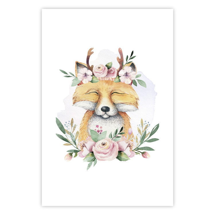 Poster Cleofas the Fox - natural composition of plants and animals on a white background 135725 additionalImage 8