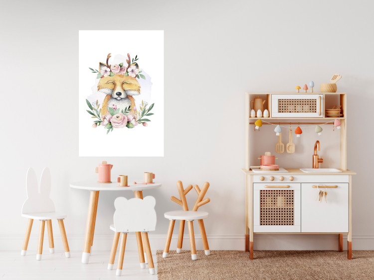 Poster Cleofas the Fox - natural composition of plants and animals on a white background 135725 additionalImage 14