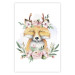 Poster Cleofas the Fox - natural composition of plants and animals on a white background 135725