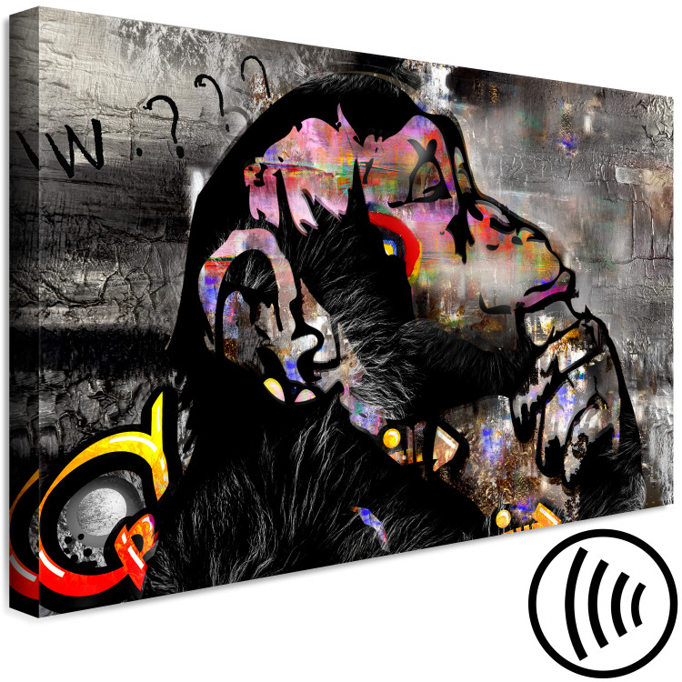 Canvas Art Print Thoughtful Monkey (1-piece) Wide - futuristic abstraction 136025 additionalImage 6