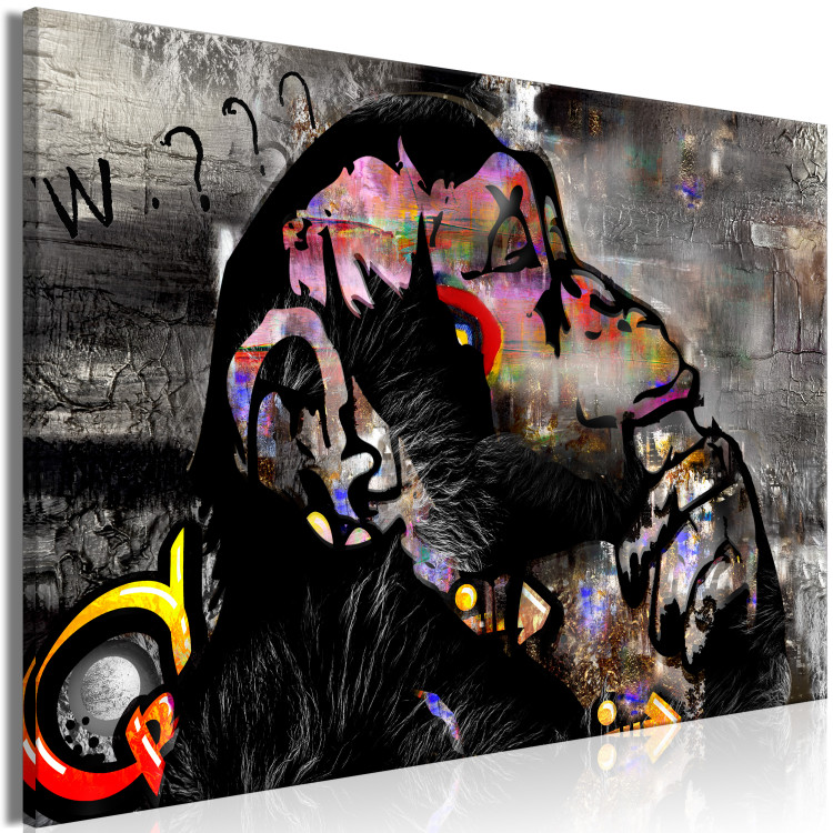 Canvas Art Print Thoughtful Monkey (1-piece) Wide - futuristic abstraction 136025 additionalImage 2