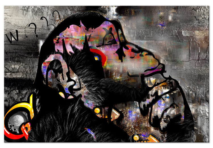Canvas Art Print Thoughtful Monkey (1-piece) Wide - futuristic abstraction 136025