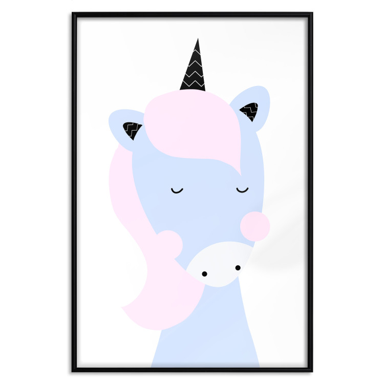 Wall Poster Sweet Unicorn - playful blue animal with a horn on a light background 138125 additionalImage 12