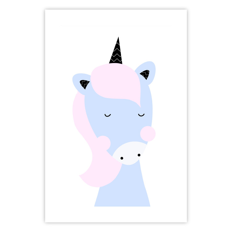 Wall Poster Sweet Unicorn - playful blue animal with a horn on a light background 138125 additionalImage 9
