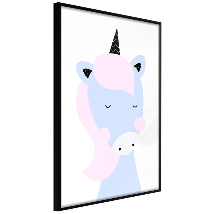Wall Poster Sweet Unicorn - playful blue animal with a horn on a light background 138125 additionalImage 8