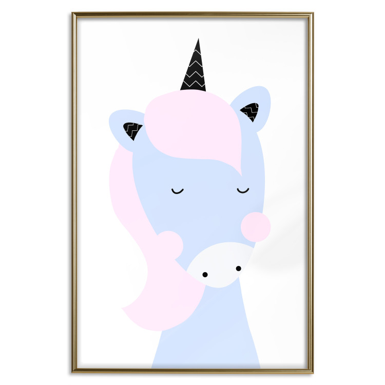 Wall Poster Sweet Unicorn - playful blue animal with a horn on a light background 138125 additionalImage 11