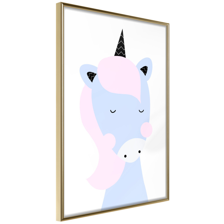 Wall Poster Sweet Unicorn - playful blue animal with a horn on a light background 138125 additionalImage 7