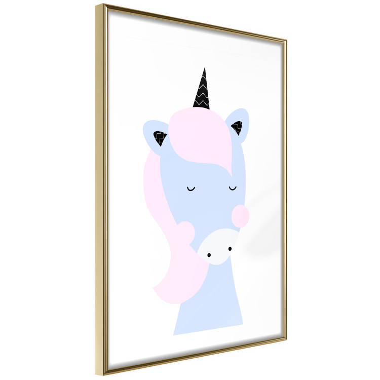 Wall Poster Sweet Unicorn - playful blue animal with a horn on a light background 138125 additionalImage 6