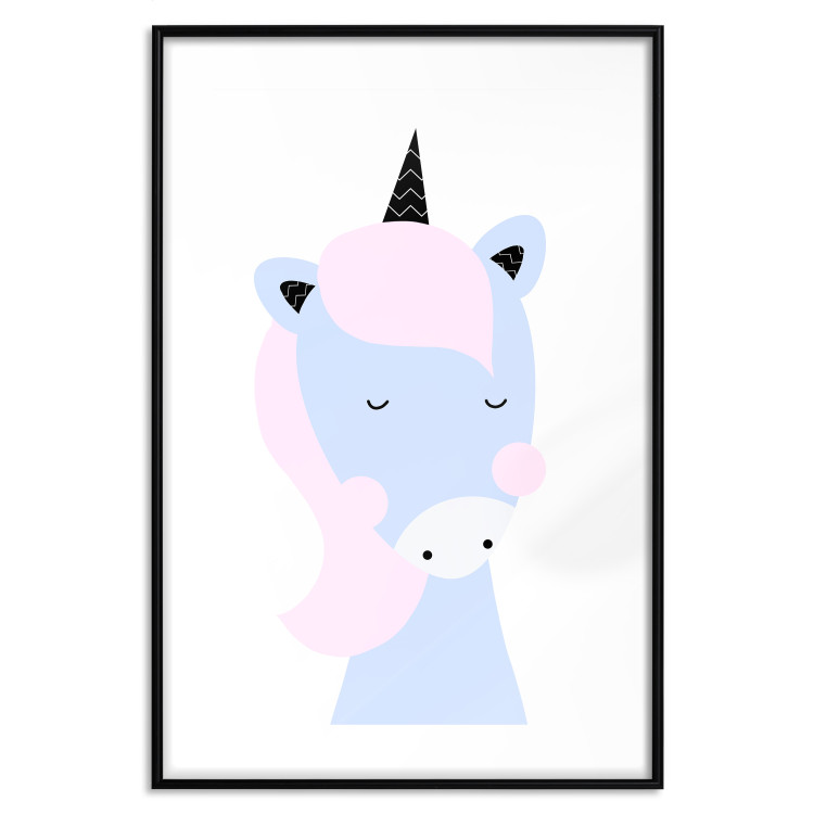 Wall Poster Sweet Unicorn - playful blue animal with a horn on a light background 138125 additionalImage 13