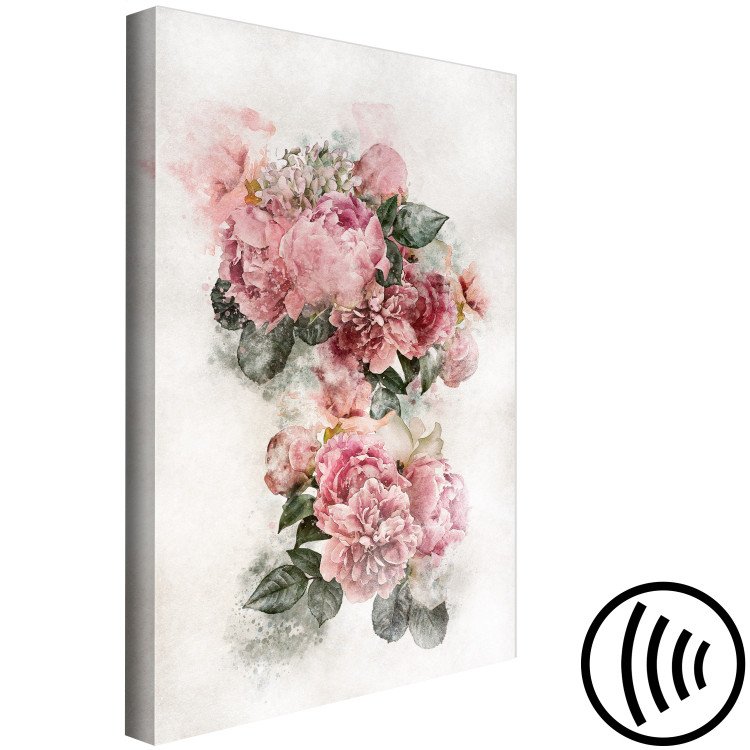 Canvas Art Print Peonies in Bloom (1-piece) Vertical - pink flowers and light background 142825 additionalImage 6
