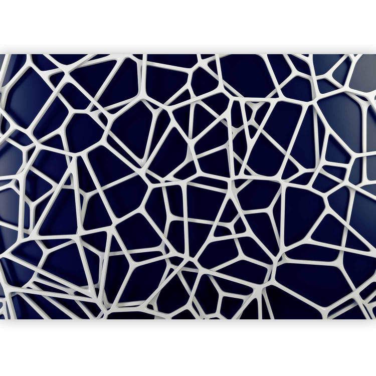 Photo Wallpaper Steel connection - geometric abstraction in white on a blue background 143425 additionalImage 1