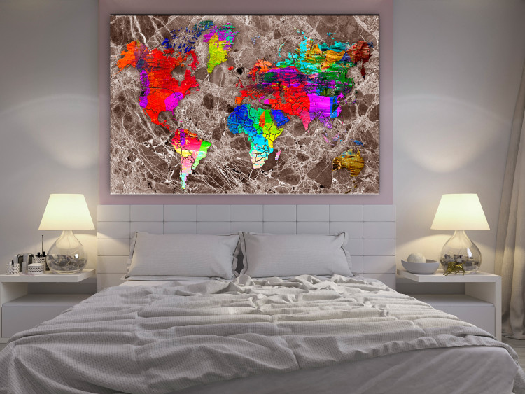 Canvas Print Colorful World (1-piece) - multicolored abstract world map 143925 additionalImage 3