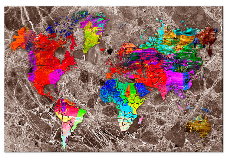 Canvas Print Colorful World (1-piece) - multicolored abstract world map 143925