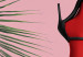 Poster Red Tights - Woman Legs, High Heels and Palm Leaf on a Pink Background 144125 additionalThumb 4