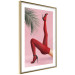 Poster Red Tights - Woman Legs, High Heels and Palm Leaf on a Pink Background 144125 additionalThumb 9