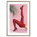 Poster Red Tights - Woman Legs, High Heels and Palm Leaf on a Pink Background 144125 additionalThumb 19