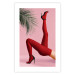 Poster Red Tights - Woman Legs, High Heels and Palm Leaf on a Pink Background 144125 additionalThumb 15