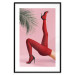Poster Red Tights - Woman Legs, High Heels and Palm Leaf on a Pink Background 144125 additionalThumb 18