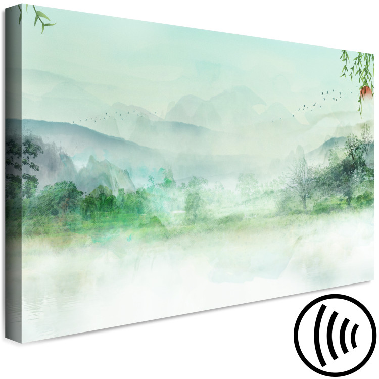 Canvas Print Misty Landscape (1-piece) - green landscape overlooking forest and mountains 144725 additionalImage 6
