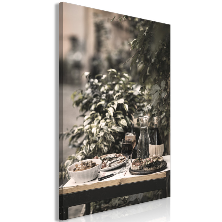 Canvas Food and Wine on the Table (1-piece) - still life among leaves 145225 additionalImage 2