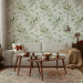 Wallpaper Butterflies Among the Leaves - Floral Motif With Green Branches 146025
