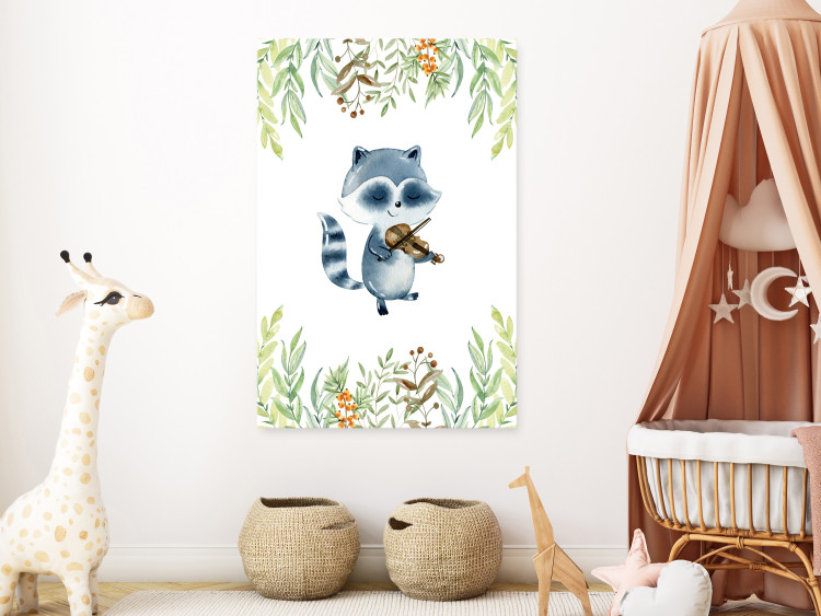 Canvas Print Musical Raccoon - Illustration for Children Painted With Watercolor 149825 additionalImage 3