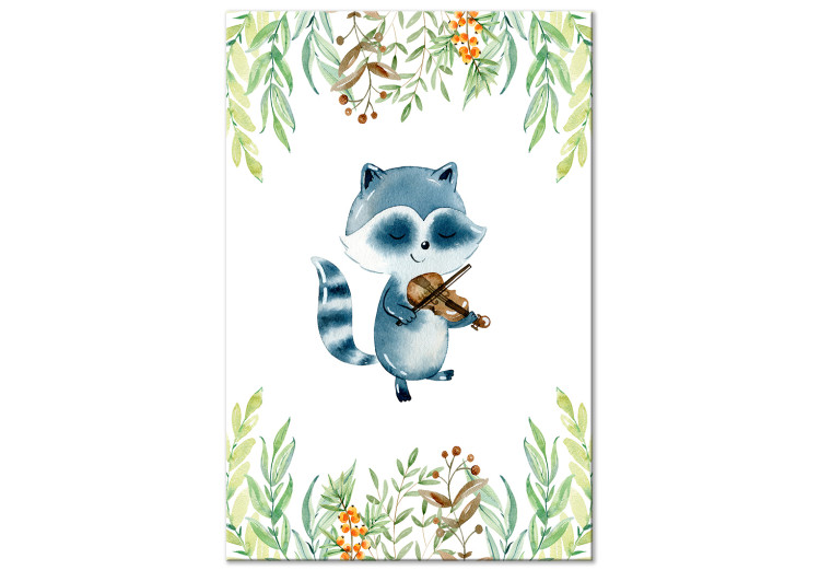 Canvas Print Musical Raccoon - Illustration for Children Painted With Watercolor 149825