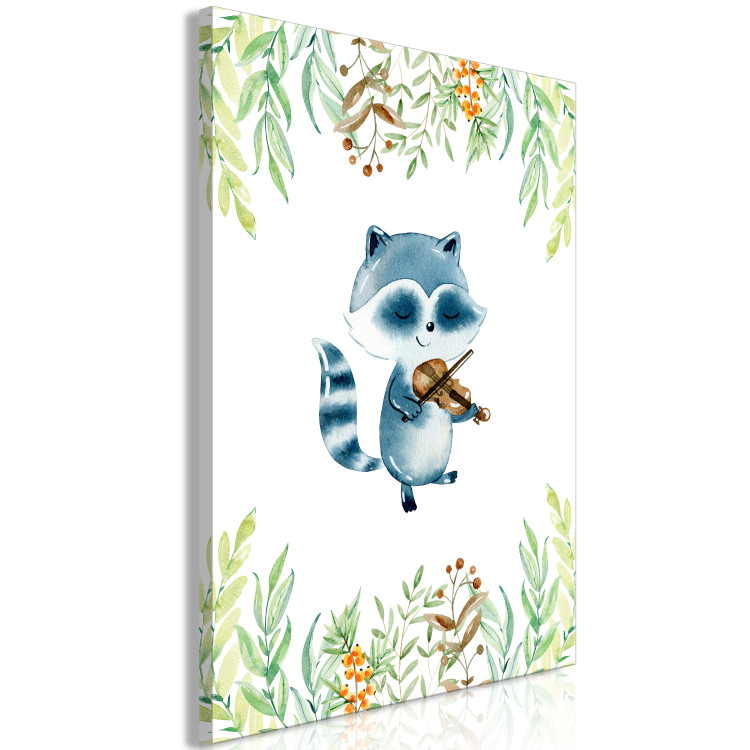 Canvas Print Musical Raccoon - Illustration for Children Painted With Watercolor 149825 additionalImage 2