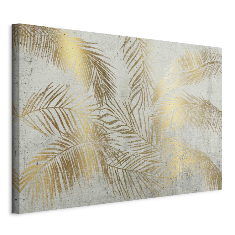 Large canvas print Palm Leaves - A Composition of Plants Forming an Arrangement on a Gray Background [Large Format] 151225 additionalImage 3