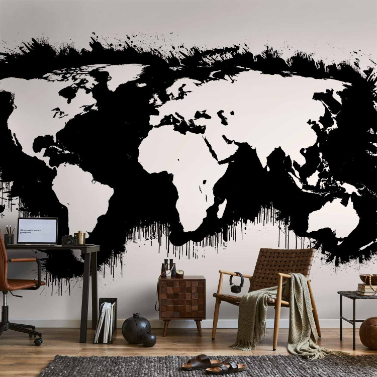 Photo Wallpaper Black and White World - Map with White Continents and Black Oceans 60025 additionalImage 4