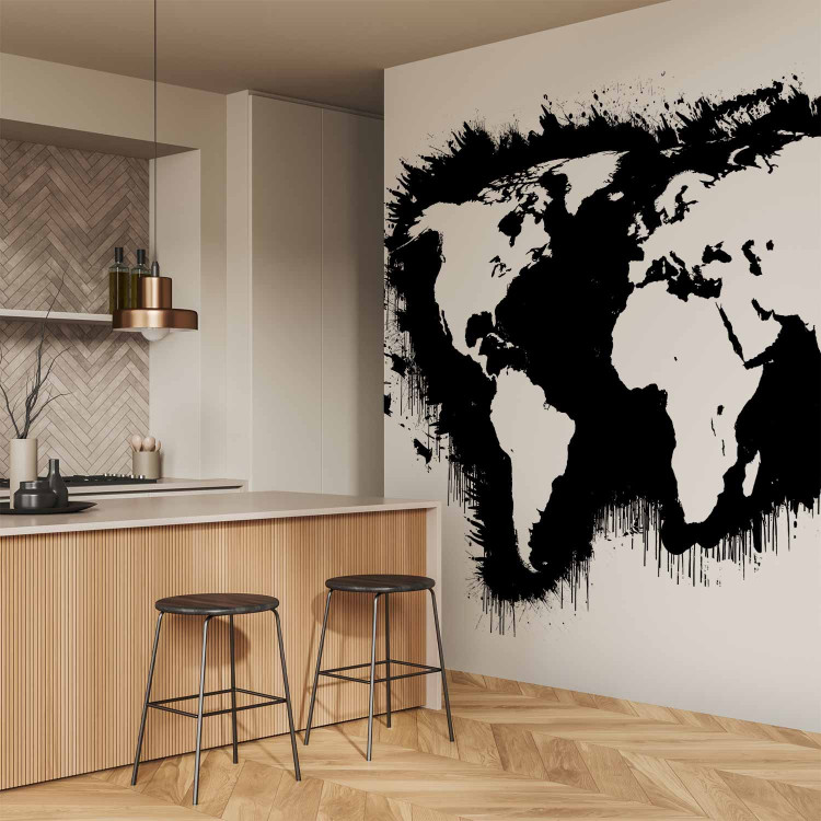 Photo Wallpaper Black and White World - Map with White Continents and Black Oceans 60025 additionalImage 7